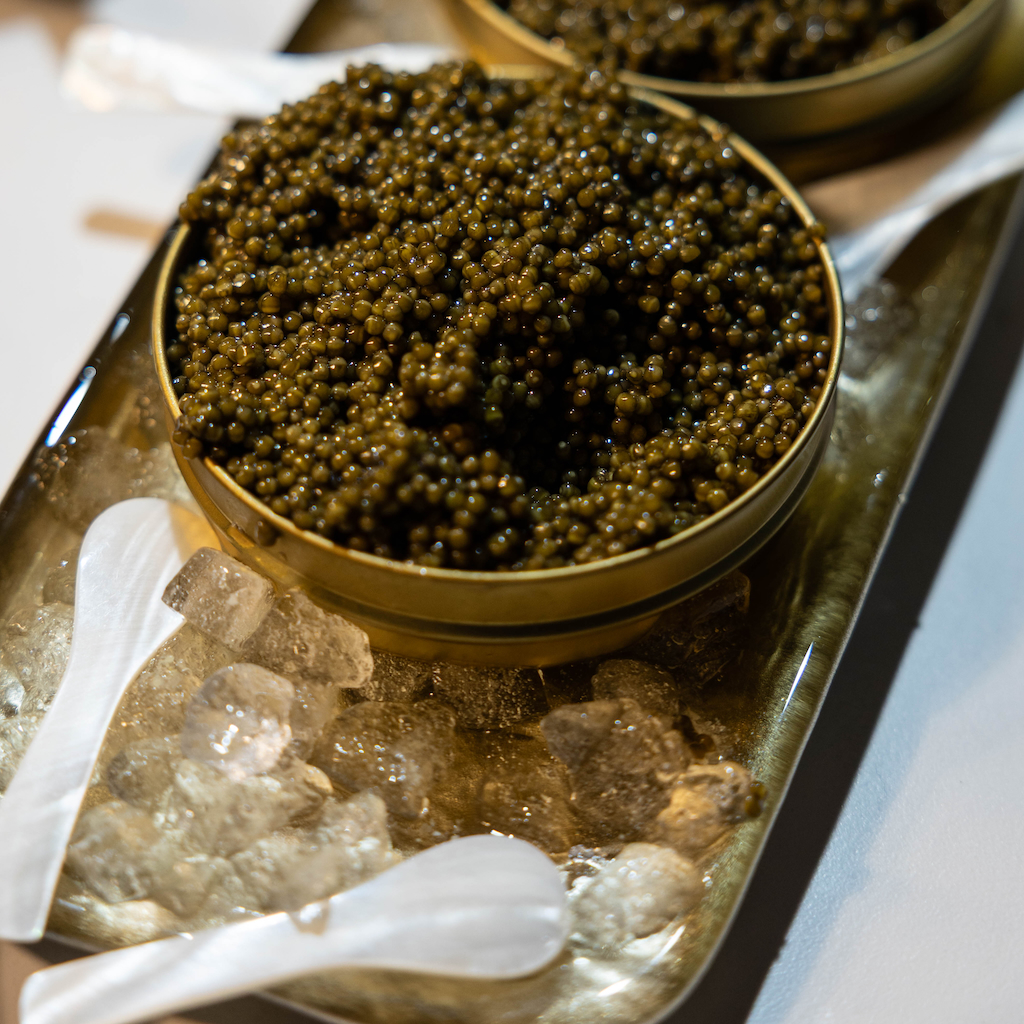Huevas de Caviar Osetra Imperial, tono ámbar y textura firmeCaviar Osetra