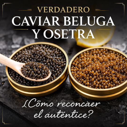 Verdadero caviar Beluga y Osetra auténtico de esturión premium