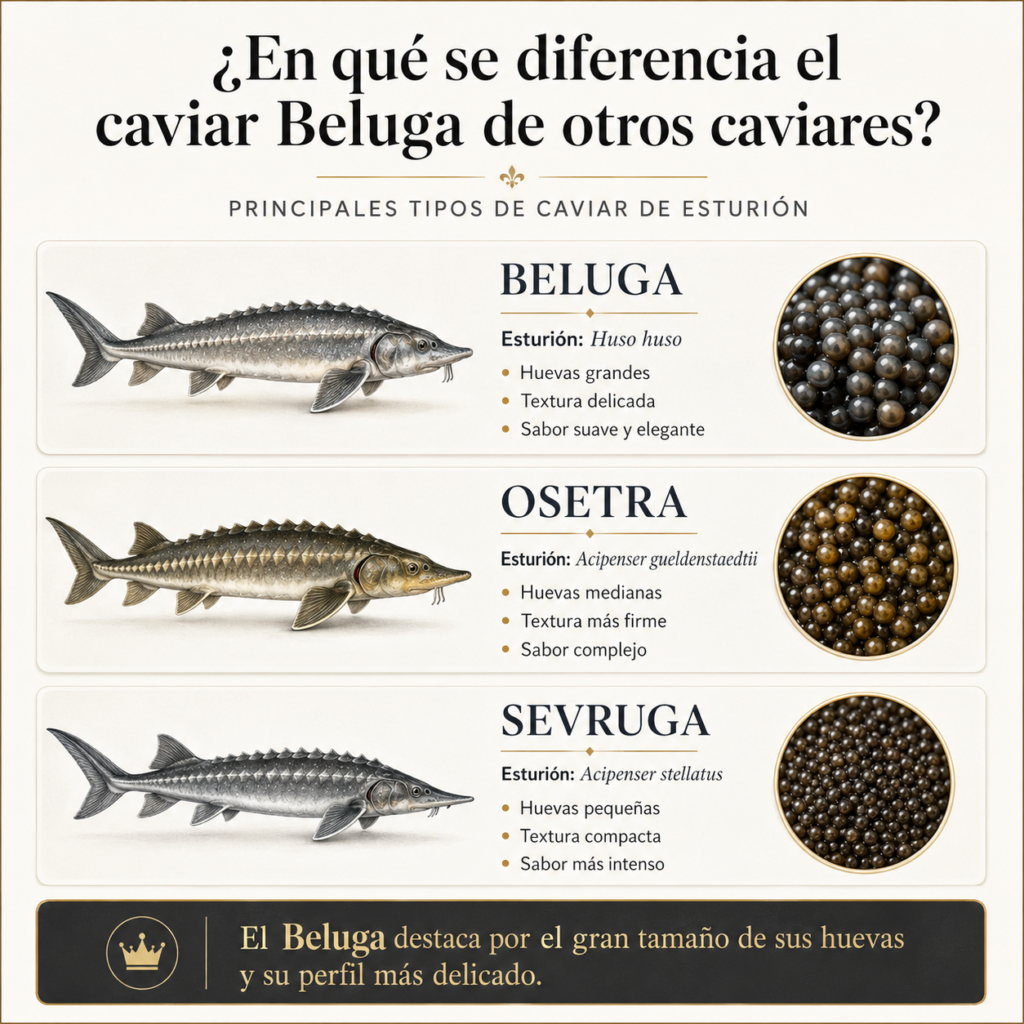 diferencia el caviar Beluga de otros caviares